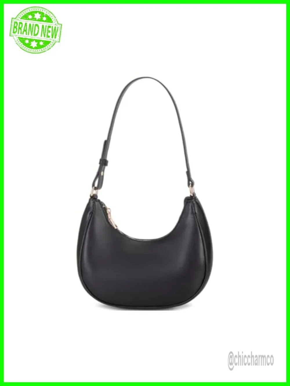 PU Leather Crescent Hobo Shoulder Bag Mini Clutch Purse Zipper Closure